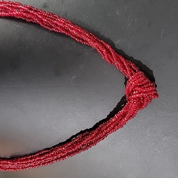 Ruby Red Seabead Front Knot Necklace - Picture 2 of 5